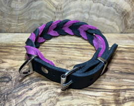 Hondenhalsband leer pink/black