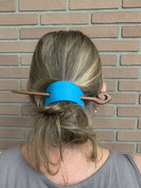 Lederen Haar pin /haar speld. 19 verschillende kleuren