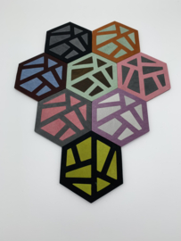 Onderzetters leer zeshoek multicolor zelf samen stellen
