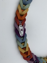 Lederen honden riem Rainbow