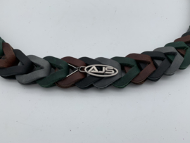Lederen honden riem grey/green/black/brown