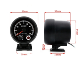 3 3/4 "Universal 0-8000 Rpm Gauge Met Inter Shift Light Black