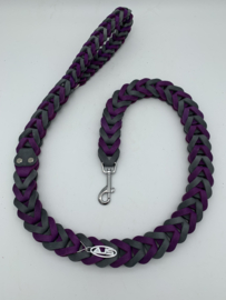 Lederen honden riem Purple/grey