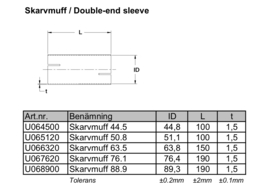 Koppelstuk uitlaat div. Diameters