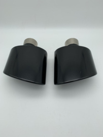 RVS black big ovaal uitlaat sierstukken set links en rechts