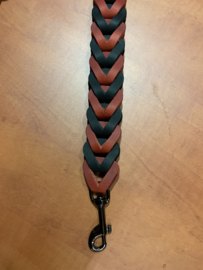 Leren duo honden riem Red/black