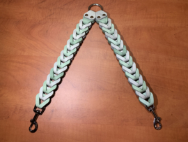 Leren duo honden riem Stone/moss