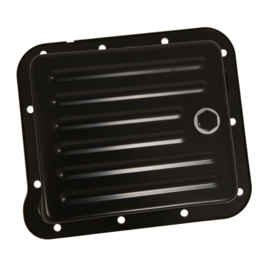 Transmission Pan, Stock, Steel, Case Fill, Black, Finned, Ford, C4