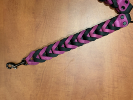 Leren duo honden riem Pink/black