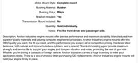 Motor mount ophang rubber