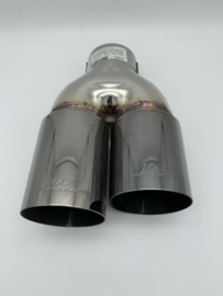 Sierstuk black pearl RVS Dubbel Rond – versprongen – 2 x 76 mm