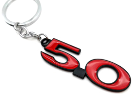 5.0 MUSTANG LOGO KEYCHAIN - RED/BLACK