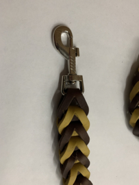 Lederen honden riem brown/yellow