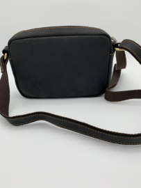 Handtas Mat zwart messenger shoulder/crossbody bag 100% leer