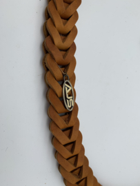 Lederen honden riem Cognac