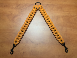 Leren duo honden riem Orange