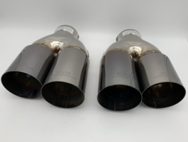 Set Sierstukken black pearl RVS Dubbel Rond – versprongen – 2 x 76 mm