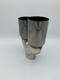 Sierstuk black pearl RVS Dubbel Rond – versprongen – 2 x 76 mm