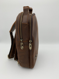 Handtas bruin leren crossbody bag 100% leer