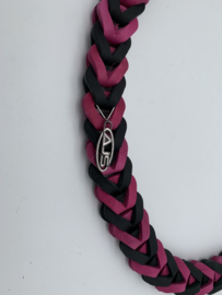 Lederen honden riem Pink/black