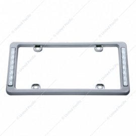License Plate Frame, Plastic, Chrome, White LED Ligh