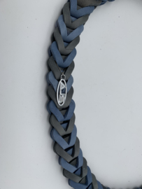Lederen honden riem Blue/grey