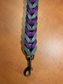 Leren duo honden riem Purple/grey