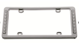 License Plate Frame, Plastic, Chrome, White LED Ligh