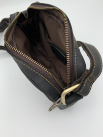 Handtas Mat zwart messenger shoulder/crossbody bag 100% leer