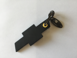 Chevrolet logo zwart leer sleutelhanger