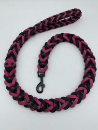 Lederen honden riem Pink/black