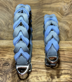 Hondenhalsband leer Blue/ Grey