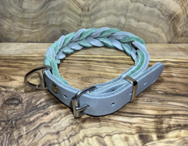 Hondenhalsband leer Stone/moss