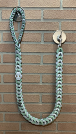 Lederen honden riem Stone/moss