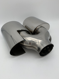 Uitlaat Sierstuk RVS Dubbel ovaal – 2 x 12 X 8 cm.