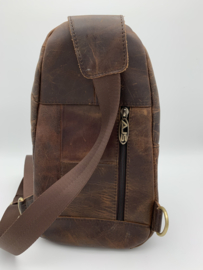 Bodytas  bruin leren crossbody bag 100% leer