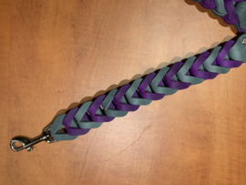 Leren duo honden riem Purple/grey
