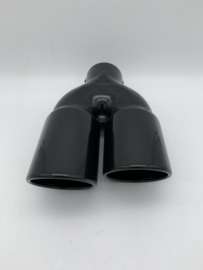 Uitlaat sierstuk black coated rvs dubbel 3 inch
