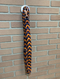Lederen honden riem Orange/navy blue