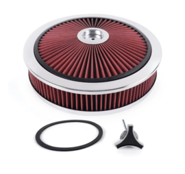 Luchtfilter 14 inch high flow chroom met rood filter