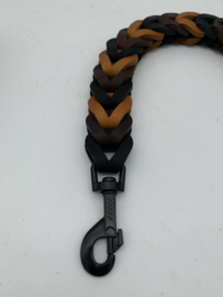 Lederen honden riem Brown/cognac/black