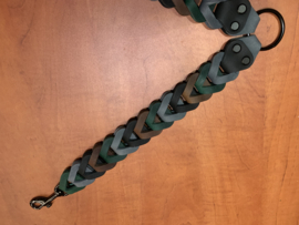 Leren duo honden riem grey/green/black/brown