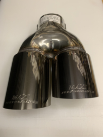Sierstuk black pearl RVS Dubbel Rond – versprongen – 2 x 76 mm- slant cutt