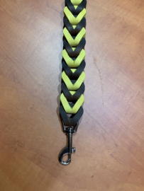 Leren duo  honden riem brown/yellow