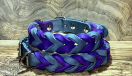 Hondenhalsband leer Purple/grey