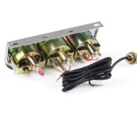 3 meter set oliedruk,temp,amps chroom/zwart analoog