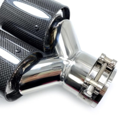 Universal Carbon Fiber Dual Exhaust Tip (Size : 63MM IN-101MM OUT)