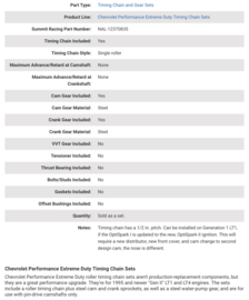 Chevrolet Performance LT1 Extreme Duty Timing Chain Sets 12370835