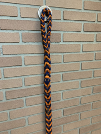 Lederen honden riem Orange/navy blue