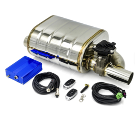 RVS Kleppen dempers set links + rechts met elektrische klep en besturing 2,5 inch